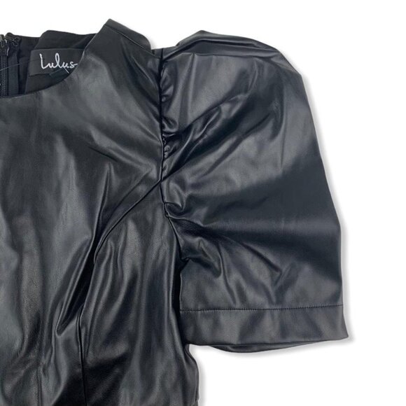 Lulus Women's Vegan Leather Crew Neck Mini Dress Black Size S - Picture 8 of 13